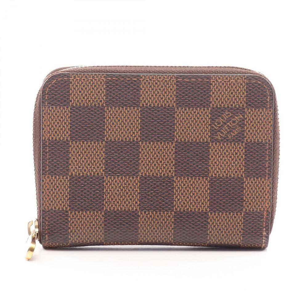 Louis Vuitton Zippy Wallet Coin Purse Damier Wallet Canvas Leather Ebene Brown